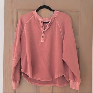 Long-Sleeve Henley Sweatshirt